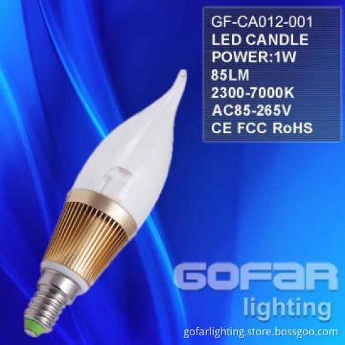Low power 1W LED E14 candle Light(CE/RoHS/FCC)